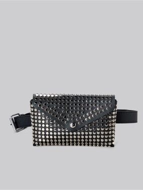 Studded Black Leather Belt Bag